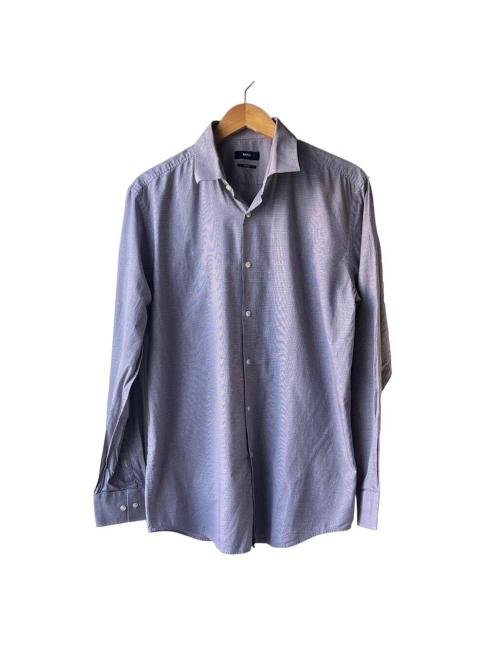Hugo Boss Lavender Houndstooth Pattern Slim Fit Dress Shirt